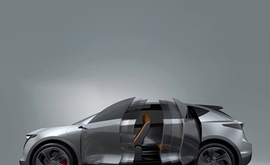 Vehicle with SmartAccess Power Doors showing various stages of the door opening