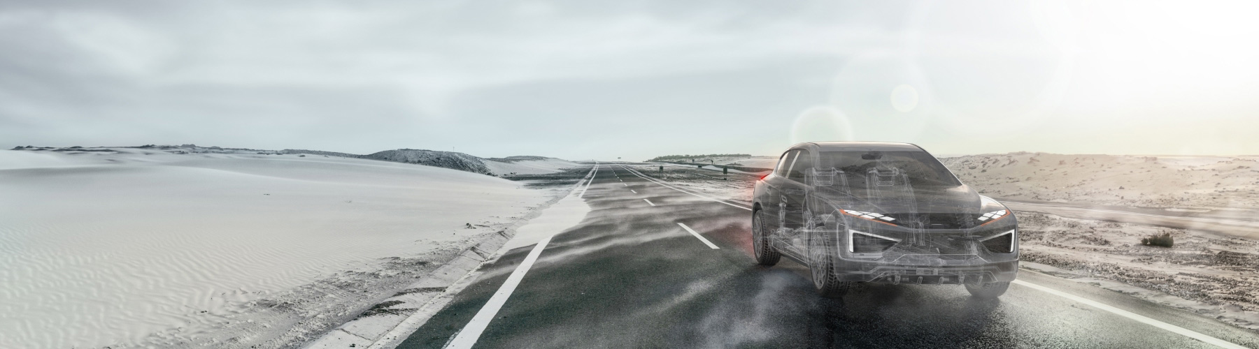 Abstract image with red dots and orange, white, purple and blue blurred lines