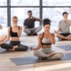 people doing yoga at studio