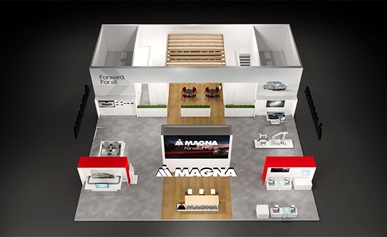 Overhead view of Magna Booth highlighting innovative products at 2025 Shanghai Auto Show